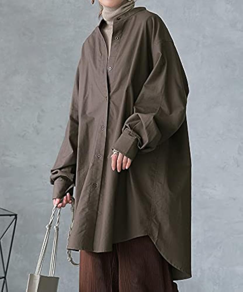 45R 45RPM ネイビーチェック ノーカラー 秋 チュニックロングシャツ 45R 45RPM ネイビーチェック ノーカラー 秋 チュニックロング